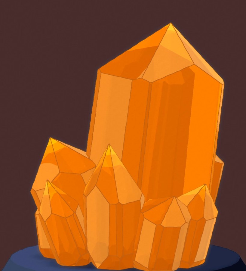 An orange crystal cluster from Desktop Crystals